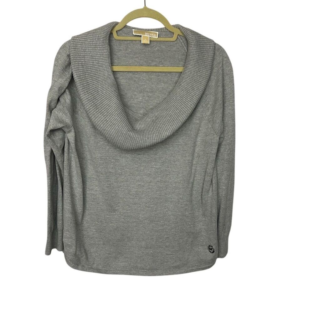 MICHAEL Michael Kors Heather Gray Cowl Neck Sweater Long Sleeve Cotton Blend M